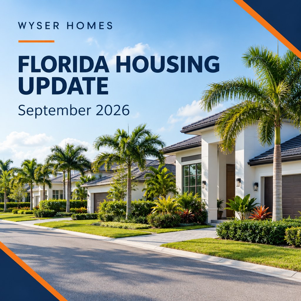Florida housing market update for September 2026, illustrated with South Florida homes and palm trees
